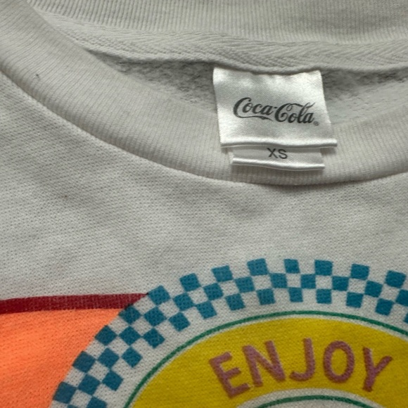 Coca-Cola Crop Top Crew Neck Pullover Sweater Women’s Size XS. - Picture 2 of 3